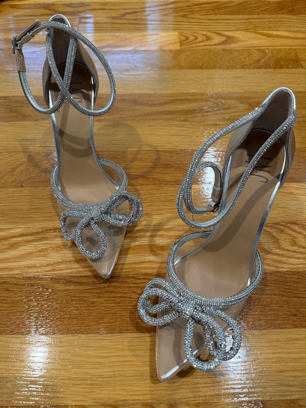 Silver Rhinestone Bow Accent Heels